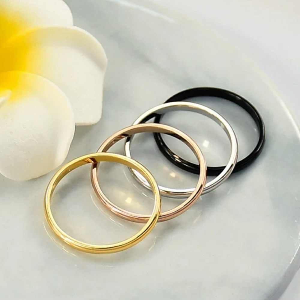 NEW Simple 2mm Black Band Ring - Picture 3 of 4